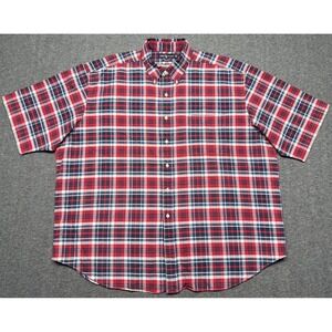 Vintage Ralph Lauren Big Shirt Mens XXL Red Plaid Pony Button Down Short Sleeve